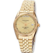 Charles Hubert 14K Gold Plated Champagne Dial Watch