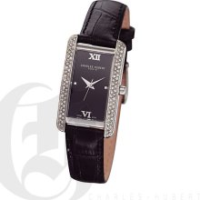 Charles Hubert Classic Ladies Black Dial Elegant Bracelet Watch with Swarovski Crystal 6669-BB