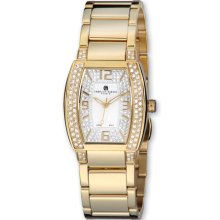 Charles Hubert Ladies 14K Gold-Plated Crystal Accent White Dial Watch XWA3289