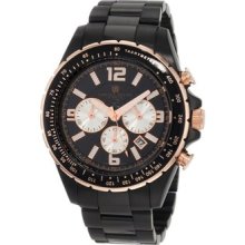 Charles Hubert Men's Premium Chronograph Black Ion Plated Stainless Steel Watch