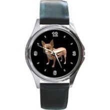 Chihuahua Custom Watch Leather Band Mens Photo Watch