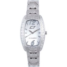 Chronotech Women's Stainless Steel Silver Rhinestone Watch