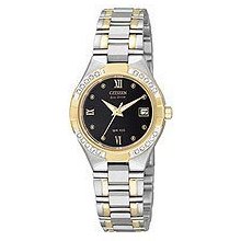 Citizen Eco Drive Elektra Ladies' Bracelet Black Dial EW1474-57E