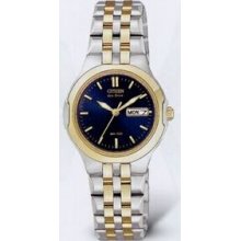 Citizen Eco Drive Ladies` 2-tone Corso Watch With Blue Dial