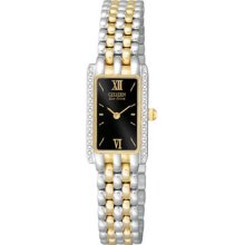 Citizen Eco Drive Silhouette Crystal Ladies' Black Dial EG2664-50E