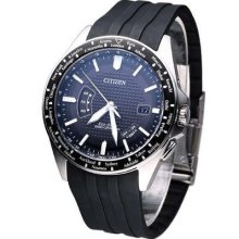 Citizen Men Gents Eco-drive Radio Perpetual Watch Black Rubber Cb0027-00e