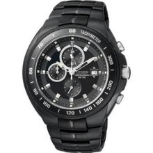 Citizen Men's Chronograph AN4019-52E Black Stainless-Steel Quartz Watch with Black Dial