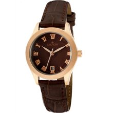 Croton Swiss Cn207109brbr Womens 10 Atm Date Leather Watch