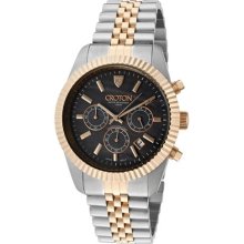 Croton Watches Men's Entrepreneur Chronograph Black MOP Dial Rose Gold