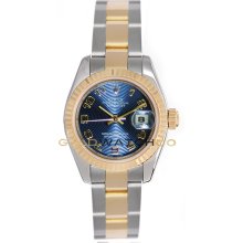 Datejust 179173 Steel Gold Oyster Band Fluted Bezel Blue Dial