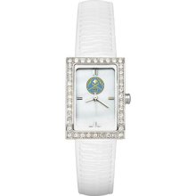 Denver Nuggets Women's Allure Watch with White Leather Strap