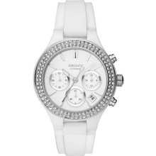 DKNY 8185 Women's White Rubber Strap Chronograph Watch