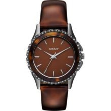 DKNY Ladies Stone Set Brown Tortoiseshell NY8705 Watch