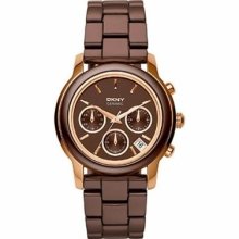 Dkny Ny8430 Women's Two-tone Ceramic Quartz Watch With Brown Dial