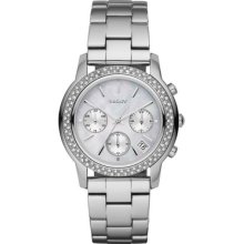 Dkny Pearl Dial Diamonds Round Silver Polished Watch Smile Birthday Gift Ny835i