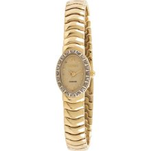 Elgin Womens Gold-Tone Crystal-Accent Watch