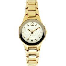 Elgin Women's Octagon Case Watch with Crystalized Dial, Goldtone