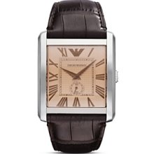 Emporio Armani Brown Embossed Leather Watch, 34.5 x 36.5mm