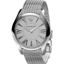 Emporio Armani Men's White Dial Mesh Stainless Steel