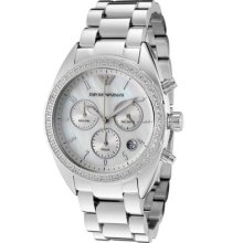 Emporio Armani Women's Silver Stainless Steel Glitz Chronograph Watch Ar5959