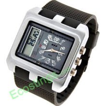 Exquisite Gray 2 in 1 Digital & Quartz Multifunction Sport Wristwatches