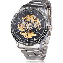 Fashion Coloring Automatic Black Gold Men's Watch