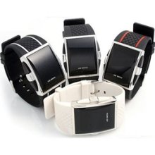 Fashionable Rectangle Case Digital LED Wrist Watch Silicone Rubber Ban