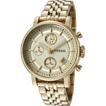 Fossil Chronograph Champagne Dial Gold Tone Stainless Steel ...