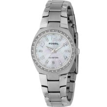 Fossil Crystal Dial Watch, 28mm Silver