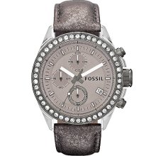 Fossil Dylan Leather Watch In Gunmetal