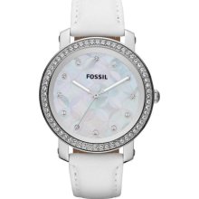 Fossil Emma Crystal Bezel Leather Ladies Watch ES3233