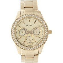 Fossil Ladies Es3101 Gold Tone Ultra Bling Crystals Watch In Stock