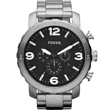 Fossil Nate Stainless Steel Watch In Silver