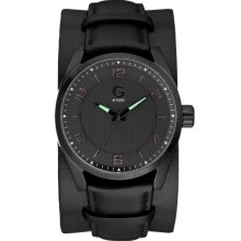 G by GUESS Black Leather Cuff Watch