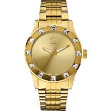 G by GUESS Gold Tone Baguette Crystal Watch