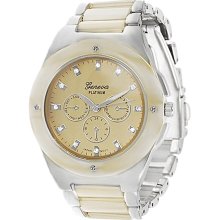 Geneva Platinum 2151 Women's Ivory Rhinestone Decorative Chronograph