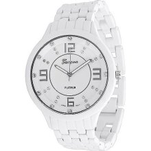 Geneva Platinum Men's Rhinestone Accented Soft-Coated Link Watch