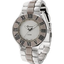 Geneva Platinum Women's Roman Numeral Link Watch, Stainless Steel Band