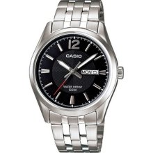 Genuine Casio Black Dial Watch Women's Day Date Water Resistance Ltp-1335d-1