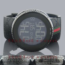 Genuine Mens Gucci Watch with Black Diamonds 6ct