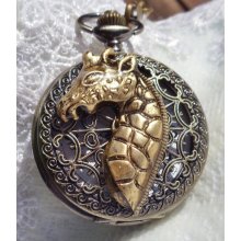 Giraffe pocket watch in bronze, men's pocket watch with bronze tiger eye bead accents