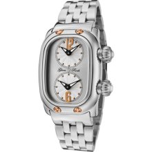 Glam Rock Watches Women's Monogram Dual Time Silver Dial Stainless Ste