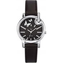 GO Black Calfskin Bracelet Analog Quartz Watch ...