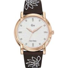 GO Round White Dial Black Calfskin Leather Watch ...