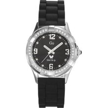 Go Women's 697018 Black Dial Crystal Soft Rubber Watch ...