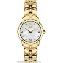 Gold Tone Stainless Steel Muse Mother Of Pearl Dial Diamonds