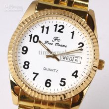 Golden Stainless Steel Bracelet Men Quartz Watches Stl White Dial Da