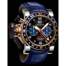 Graham Chronofighter Oversize GMT Blue Steel/Gold Watch 2OVGG.B26A