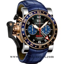 Graham Chronofighter Oversize GMT Blue Steel & Gold 2OVGG.B26A