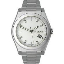 Gucci 115 Pantheon Mens Date White Bracelet Dress Swiss Quartz Watch YA115210